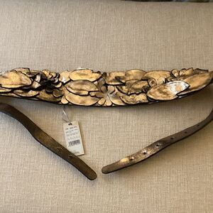 Hoss NWT Leather Belt Bronze Floral Avedon. Size Large